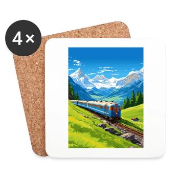 Orient Express Europa Deko Vintage Reiseposter - Untersetzer (4er-Set) - Weiß - Vorne