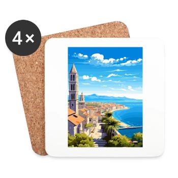 Split Croatie Vintage voyage affiche WPA Souvenir - Dessous de verre (lot de 4) - blanc - Devant