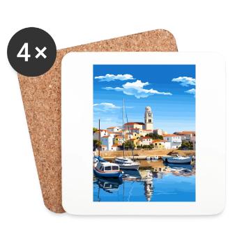 Vila Real De Santo Antonio Portugal Affiche de voyage - Dessous de verre (lot de 4) - blanc - Devant