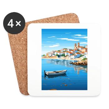 Sines Portugal Vintage Reiseposter WPA Souvenir - Untersetzer (4er-Set) - Weiß - Vorne