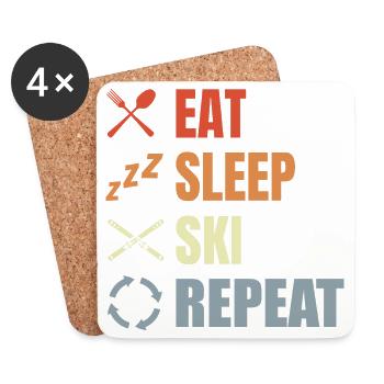 Manger Dormir Ski Répéter - Dessous de verre (lot de 4) - blanc - Devant