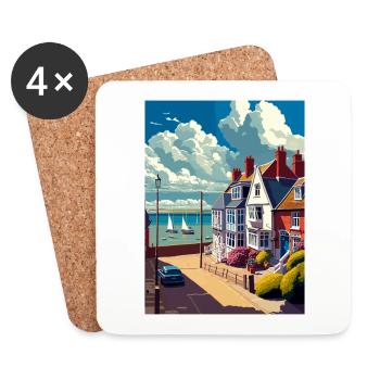 Whitstable Angleterre Kent Vintage voyage affiche WPA - Dessous de verre (lot de 4) - blanc - Devant