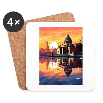 Trafalgar Square Angleterre Vintage voyage affiche WPA - Dessous de verre (lot de 4) - blanc - Devant