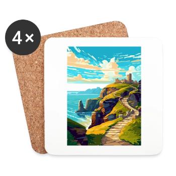 Tintagel Castle England Vintage Travel Poster WPA - Coasters (set of 4) - white - Front