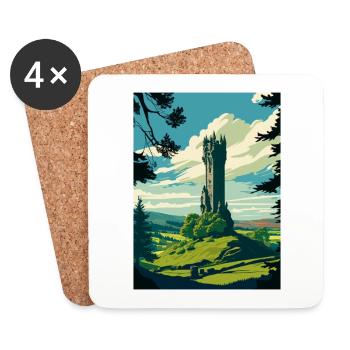 Wallace Monument Ecosse Affiche de voyage Vintage - Dessous de verre (lot de 4) - blanc - Devant