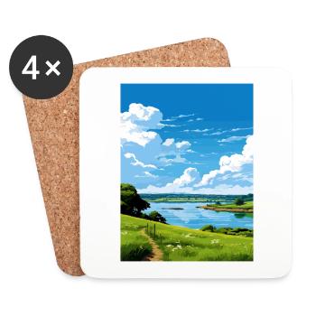 The Fal Estuary Cornwall Vintage Travel Poster WPA - Coasters (set of 4) - white - Front