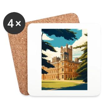 Highclere Castle England Vintage Travel Poster WPA - Coasters (set of 4) - white - Front