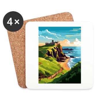 Dunnottar Castle England Vintage Travel Poster WPA - Coasters (set of 4) - white - Front