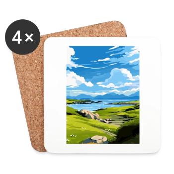Isle Of Colonsay Scotland Vintage Travel Poster - Coasters (set of 4) - white - Front