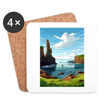 Duncansby Stacks Schottland Vintage-Reiseposter - Untersetzer (4er-Set) - Weiß - Vorne