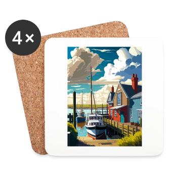 Whitstable Harbour England Vintage Reiseposter - Untersetzer (4er-Set) - Weiß - Vorne