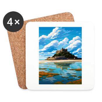 St Michaels Mount Cornwall Vintage Reiseposter - Untersetzer (4er-Set) - Weiß - Vorne