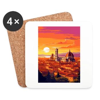 Florence Italie Décoration Vintage Voyage Affiche - Dessous de verre (lot de 4) - blanc - Devant