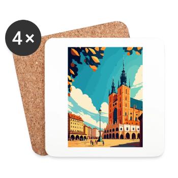Cracovie Pologne Vintage voyage affiche WPA Souvenir - Dessous de verre (lot de 4) - blanc - Devant