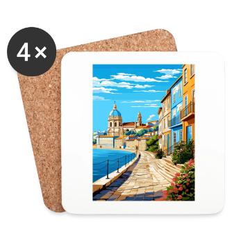 Coimbra Portugal Vintage Travel Poster Souvenir - Coasters (set of 4) - white - Front