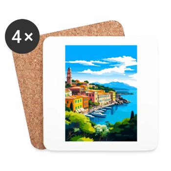 Portofino Italy Vintage Travel Poster WPA Souvenir - Coasters (set of 4) - white - Front