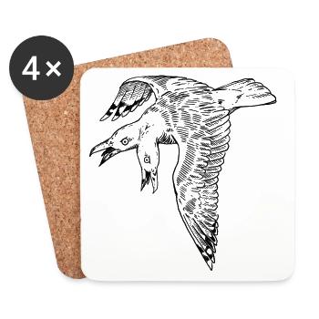 Mouette bicéphale - Dessous de verre (lot de 4) - blanc - Devant