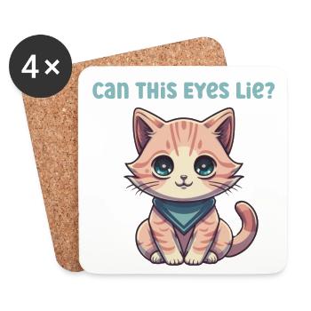 Süße Katze mit großen Augen und Bandana - Untersetzer (4er-Set) - Weiß - Vorne