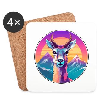 Antilope Aquarell Karikatur Kawaii Haustier Tier Colo - Untersetzer (4er-Set) - Weiß - Vorne