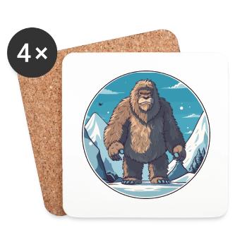 Big Foot Watercolor Cartoon Kawaii Pet Animal Colo - Coasters (set of 4) - white - Front