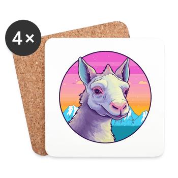 Erdferkel Aquarell Karikatur Kawaii Haustier Tier Colo - Untersetzer (4er-Set) - Weiß - Vorne