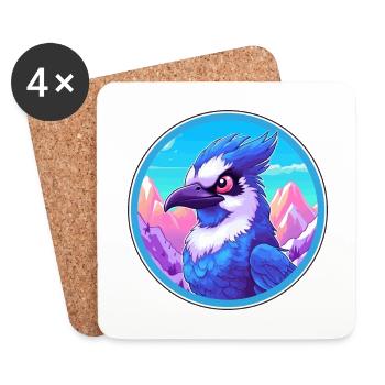 Blue Jay Watercolor Cartoon Kawaii Pet Animal Colo - Coasters (set of 4) - white - Front