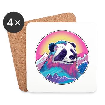Blaireau Aquarelle Dessin Animé Kawaii Animal De Compagnie Colorf - Dessous de verre (lot de 4) - blanc - Devant