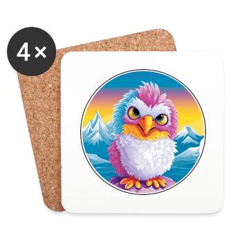 Huhn Aquarell Karikatur Kawaii Haustier Tier Farbe - Untersetzer (4er-Set) - Weiß - Vorne