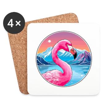 Flamingo Watercolor Cartoon Kawaii Pet Animal Colo - Coasters (set of 4) - white - Front