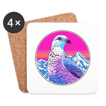 Pigeon Watercolor Cartoon Kawaii Pet Animal Colorf - Coasters (set of 4) - white - Front
