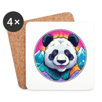 Panda Watercolor Cartoon Kawaii Pet Animal Colorfu - Coasters (set of 4) - white - Front