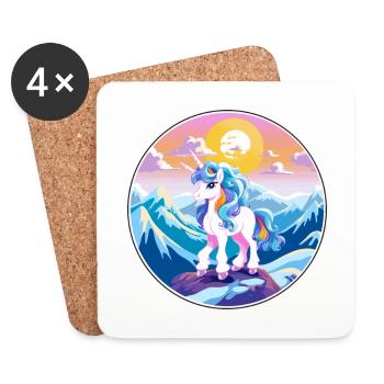 Pony Watercolor Cartoon Kawaii Pet Animal Colorful - Coasters (set of 4) - white - Front