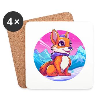 Eichhörnchen Aquarell Karikatur Kawaii Haustier Tier Colo - Untersetzer (4er-Set) - Weiß - Vorne