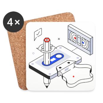 Retro, Vintage, Audio Cassette - Coasters (set of 4) - white - Front