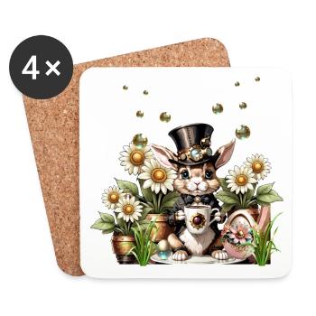 Dieser niedliche Steampunk Osterhase ist da - Untersetzer (4er-Set) - Weiß - Vorne