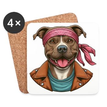 Maître de karaté Pitbull - Dessous de verre (lot de 4) - blanc - Devant