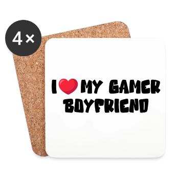 J’aime mon petit ami gamer - Dessous de verre (lot de 4) - blanc - Devant