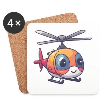 Smiling helicopter - Coasters (set of 4) - white - Front