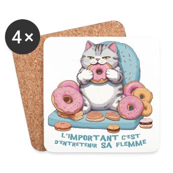 Foodie cat that eats donuts! humor - Coasters (set of 4) - white - Front