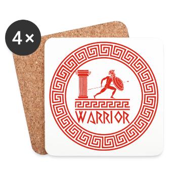 Red Symbol of the Greek Warrior - Coasters (set of 4) - white - Front