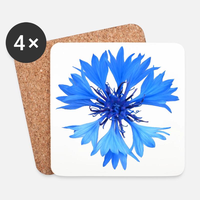 Kornblume - Untersetzer (4er-Set) - Weiß