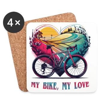 Bike Love Heartscape - Coasters (set of 4) - white - Front