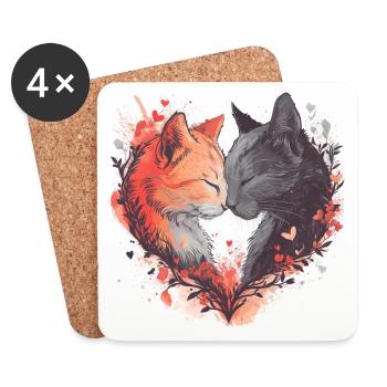 True love Katzen - Untersetzer (4er-Set) - Weiß - Vorne