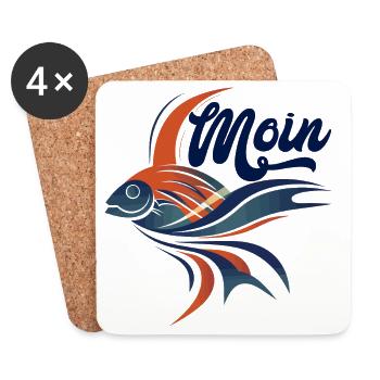 Farbiger Flussfisch Abstract Moin - Untersetzer (4er-Set) - Weiß - Vorne