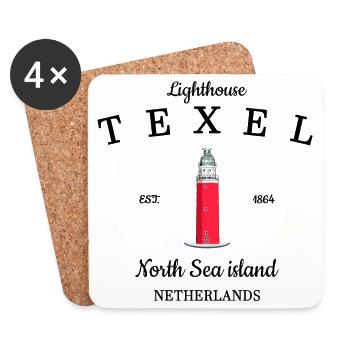 Texel, Nordseeinsel der Niederlande Zeichnung - Untersetzer (4er-Set) - Weiß - Vorne