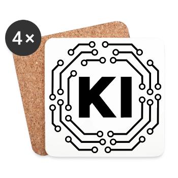 Künstliche Intelligenz Symbol Leiterbahnen Badge - Untersetzer (4er-Set) - Weiß - Vorne