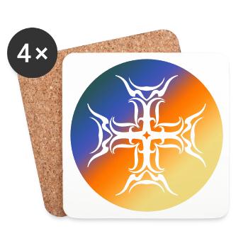 Roundel Tribal Cross Colorful Gradient T-Shirt - Coasters (set of 4) - white - Front