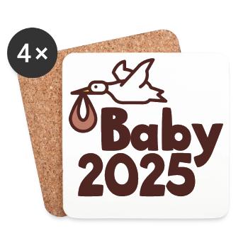 Storch Baby 2025 - Untersetzer (4er-Set) - Weiß - Vorne