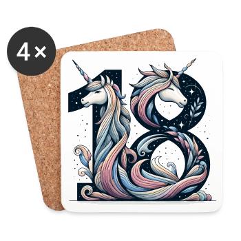 18 ans Licorne 18e cadeau d’anniversaire - Dessous de verre (lot de 4) - blanc - Devant