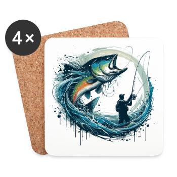 Cadeau dynamique de pêche - Dessous de verre (lot de 4) - blanc - Devant